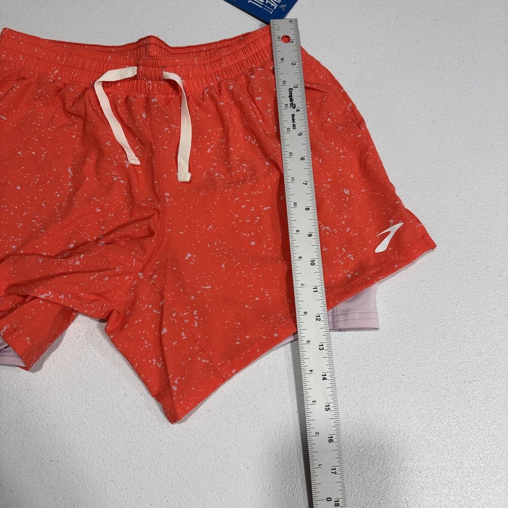 Brooks Women's Moment 5" Running Shorts 2 in 1 Athletic Orange Speckled Size XS - Picture 13 of 13